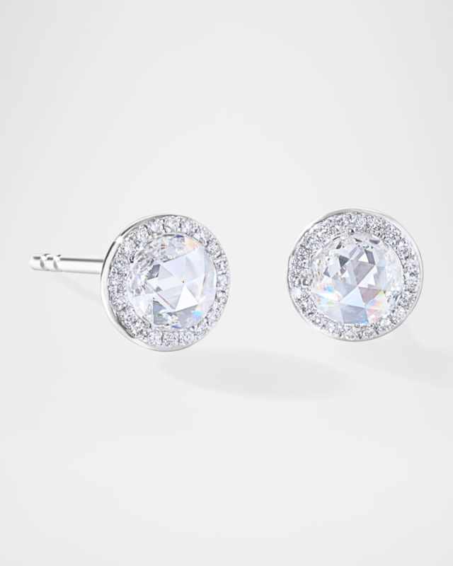 18K White Gold Rose-Cut Diamond Stud Earrings